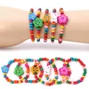 Beaded Strands 5Pc Lovely Kids Children Wood Elastic Bead Bracelets Birthday Party Jewelry Gift Fawn22