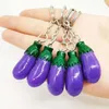 Imitation 3D Légumes Keychain Aubergine Key Anneau pour femmes sac à main Pendants Charms Decoration6870471