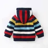 Детские кардиган свитер малыш мальчик радуга полосатый хлопок девушки зимний флис подкрепленный теплый вязать верхнюю одежду 211201