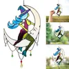 Novelty Items Halloween Witch On Moon Decor Stained Suncatcher Window Hangings Outdoor Wall Art Home Decoration GHS99