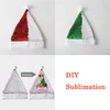 Christmas Hat Decoration Sublimation Unique Funny Red Reversible Sequin Santa Hats Candy Gift Bag