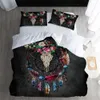 Conjunto Fanaijia 3D Bedding Set Size Size de Sugar Skull Duvet Tampa com travesseiro Twin Full King Bedroom Conjunto 210716