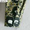 Zevity Women Vintage Turn Down Collar Leopard Print Bow Tie Tie Sashes Koszula Sukienka Femme Z Długim Rękawem Casual Slim Midi Vestido DS4945 210603