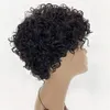 AFRO Kinky Кудрявый синтетический парик короткого моделирования человеческих волос парики черный цвет для женщин RXG9241