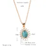 Kinel 585 Rose Gold Natural Zircon Charms Neckalce Fashion Women Blue Opal Chain Choker European Party Fine Jewelry