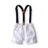 Pojkekläder sätter Suspender Kids Summer Printed Shirt Shorts 2 Stycken/Set Children Holiday Suit