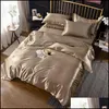 Bedding Sets Supplies Home Textiles & Garden Luxury Satin Silk Duvet Er Flat Fitted Sheet Twin Fl Queen King Size 4Pcs/6Pcs Linen Set Black