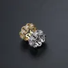 Hip Hop Iced Out Mit Seitlichen Steinen Ring Punk Link Kette Finger Ringe für Männer Frauen Silber Farbe Zirkon Schmuck