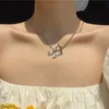 Shiny Zircon Butterfly Pendant Choker Light Luxury Aesthetic Niche Clavicle Silver-plated Necklace Party Jewelry Women Gifts