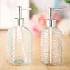 450ml Glass Vintage Manual Pressure Liquid Soap Dispenser Bathroom Sink Accessory Large Capacity Non-Slip White Silver Color 211130