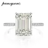PANSYSEN 100% 925 Sterling Silver Emerald Cut Created Diamond Wedding Rings for Women Luxury Proposal Engagement Ring 220210