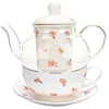 Stile europeo Rose Flower Teapot Set Phnom Penh tazza e cucina cucina cucina tazza da caffè in ceramica sovraccarichi 210724