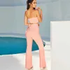 Letnie damskie Dwuczęściowe spodnie z szerokim nogami Celebrity Party Sexy Bodycon Bez Rękawów Włoski Różowy High Waist Spodnie 210525