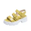 Brkwlyz 2021 Sandaler Kvinnor Sko Mode 5,5cm Heel Summer Kvinnor Sandaler Mode Sandaler Spänne Non-Slip Basic Casual Y0608