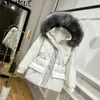 Piumino d'anatra bianco invernale da donna con collo di pelliccia grande con cappuccio Cappotto da donna coreano Piumino femminile Casaco Feminino Inverno KJ5124 Parka da donna