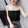 Fashion Women Tops Woman Tank Plus Velvet Sleeveless Camisole for Halter Elegant Ladies Thick Camis Tee 210427