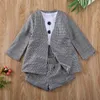 1-6Y Infantile Bébé Filles Enfants Vêtements Ensembles À Manches Courtes Tops Pantalon Plaid Manteau Formelle Outfit Vêtements 3 PCS Y200525 87 Z2