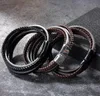 Classic Multi layer Leather Bracelet For Men Vintage Braided rope Wristband Magnetic clasp Fashion Jewelry Gift