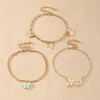 Bracelets de cheville multicouches papillon mignon pour femmes, style bohème Simple, couleur or