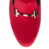 Harpelunde homens italianos vestido sapatos fivela cinta casamento vermelho veludo de veludo tamanho 6-14 211102