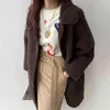 ColorFaith الخريف الشتاء النساء جاكيتات دافئة الكورية نمط مكتب سيدة معطف قميص الصوف يمزج قمم طويل البرية JK1280 211130