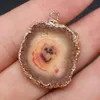 Natural Stone Irregular Round Agate Slice Charms Pendant Healing Reiki Crystal Finding for DIY Necklaces Women Fashion Jewelry 20x25-23x28mm