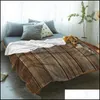 Koce GardenBlankets Vintage Drewniane Deski Drukowane Flanel Throw Koc Kołdry Zachować Ciepła Sofa Dziecko Home Textiles Family Prezent Del Del