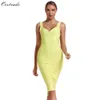 Ocstrade Varış Yaz Moda Kadınlar Çapraz Büstü Neon Bandaj Elbise Seksi Backless Bodycon Parti 210527