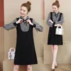 Printemps automne femmes robe Style coréen rayé à manches longues mince grande taille femme faux deux pièces es QX906 210507