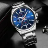 Часы Mens Curren с дата хронографа Top Brand Big Sport Quartz часы мужские синие полные стальные мужские часы Relogio Masculino 210517