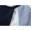 Kobiety Duży Rozmiar Moda Wiosna Jesień 2022 Luźne Ciemne Niebieskie Paski Nieregularne Bluza Okrągły Neck Długi Rękaw Damskie Bluzy Bluzy