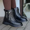 Boots Girls 'Leather Children's Women's Winter 2021 Skor British Style Plus Velvet Padded Boots.