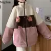 NEPLOE Zimowe ubrania kurtka Kobiety Harajuku Koreański Moda Oversized Znosić Lamb Lamb Wełna Patchwork Streetwear Płaszcz FEMME 4H448 210422