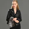 Printemps Véritable Veste En Cuir Femmes Mode Véritable Manteau En Peau De Mouton Rivet Moto Biker Veste Femme Manteau En Cuir De Mouton 210916