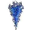 كبير الأزرق قلادة مصباح الصمام الثريا الإضاءة الفن ديكور اليد في مهب الزجاج غرفة المعيشة الثريات الفاخرة في القاعة الردهة مصابيح شنقا العتيقة