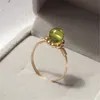 Bague en pierre de naissance remplie d'or 14 carats, bijoux en Olivine naturelle, jointure faite à la main, Mujer