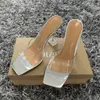 Mode sommar sandaler PVC Crystal Open toed High Heels Kvinnor Transparenta Sandaler Tofflor Pumpar 10.5cm Big