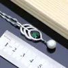 Silver 925 Brudpärlor Smycken Satser Naturliga Gröna Zirkon Kvinnor Bröllop Örhängen Justerbar Ring Armband Halsband Set