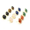 12mm Genezing Steen Vergulde Stud Oorbellen Rose Quartz Paars Amethist Crystal Lazuli Reiki Oorbel voor vrouwen Meisje