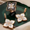 Oorbellen Ketting Missvikki Trendy Luxe Lucky Clover Jewelry Set Bangle Ring voor Dames Meisje Dagelijkse Verjaardag Verjaardag Gift