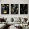 Svart guld afrikansk kvinna kanfas målning naken kvinnor konst affischer och skriver moderna väggkonst Bilder för vardagsrum heminredning