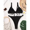 Costumi da bagno da donna Mossha 2021 Bikini a triangolo nero con stringhe Micro Costume da bagno Donna Costume da bagno a taglio alto da donna Abbigliamento da spiaggia sexy