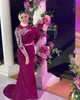 Plus Size Arabic Aso Ebi Muslim Bury Mermaid Prom Dresses Lace Beaded Evening Formal Party Second Reception Bridesmaid Gowns Dress Zj220 407