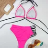 Ingaga Wysoka talia Bikinis Set Swimsuits Push Up Swimwear Kobiety String Halter Biquini Brazylijski Leopard Suit 210712