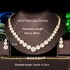 Beaqueen Dubai Gold Verklaring Bruiloft Sieraden Ronde Cubic Zirkoon Micro verharde 3 stks Oorbellen Armband Choker Ketting Sets JS215 H1022