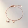 Mloveacc Shell Butterfly Charms Armband på Hand Girls Rose Gold Gifts Kvinnor Fina Smycken Sterling Silver 925 Kedja Kvinna