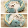 Sälj Pet Cat Bed Dinosaur Round Small Dog Bäddar För Katter Härlig Valp Mat Mjuk Soffa Nest Varm Kattunge Sova s ​​Produkter 211006