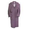 TwotwinStyle 중공 아웃 밖으로 분할 트위드 코트 여성용 옷깃 긴 소매 높은 거리 캐주얼 코트 여성 패션 의류 가을 210517