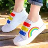 Rainbow dzieci chodzące buty dziecięce chłopiec dziewczyna oddychające płótno buty letnie antysidowe sporty sneakers wiosna mody mieszkania 211022
