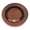 Kralen strengen stiksel kubieke zirkoon mode sieraden mat onyx stenen tijger combinatie kralen armband elastische rek mannen geschenk kent22